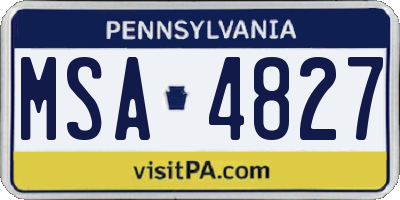 PA license plate MSA4827