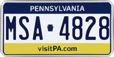 PA license plate MSA4828