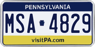 PA license plate MSA4829