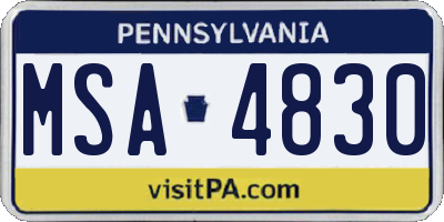 PA license plate MSA4830