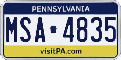 PA license plate MSA4835
