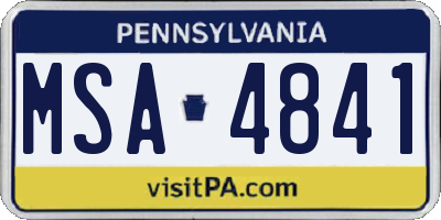 PA license plate MSA4841