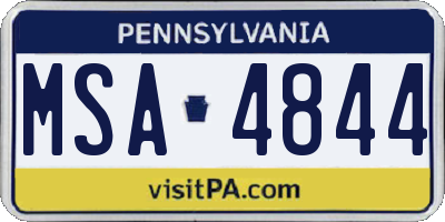 PA license plate MSA4844