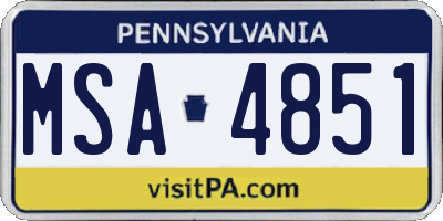 PA license plate MSA4851