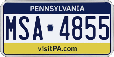 PA license plate MSA4855