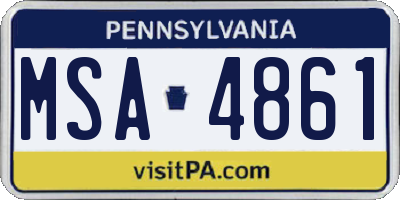 PA license plate MSA4861