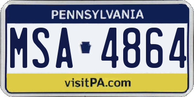 PA license plate MSA4864