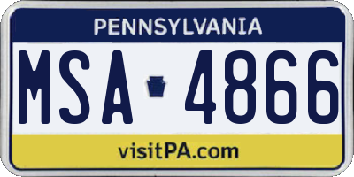 PA license plate MSA4866