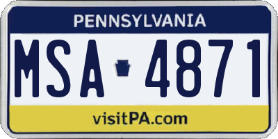 PA license plate MSA4871