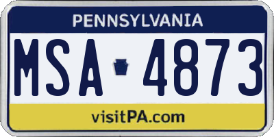 PA license plate MSA4873