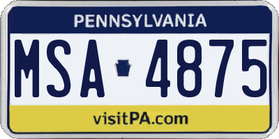 PA license plate MSA4875