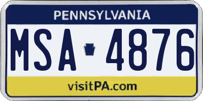 PA license plate MSA4876