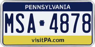 PA license plate MSA4878