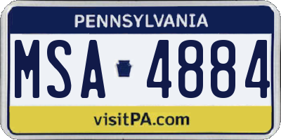 PA license plate MSA4884