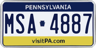 PA license plate MSA4887
