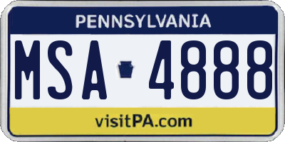 PA license plate MSA4888