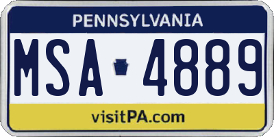 PA license plate MSA4889