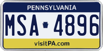PA license plate MSA4896
