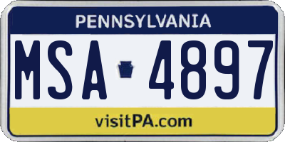 PA license plate MSA4897