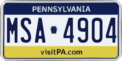 PA license plate MSA4904