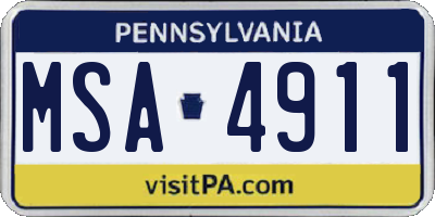 PA license plate MSA4911