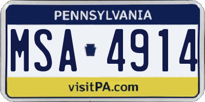 PA license plate MSA4914