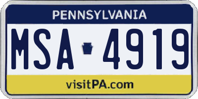 PA license plate MSA4919