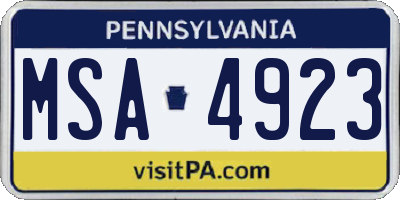 PA license plate MSA4923