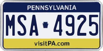 PA license plate MSA4925