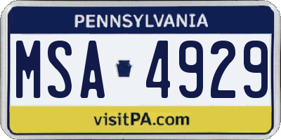 PA license plate MSA4929