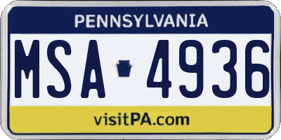 PA license plate MSA4936