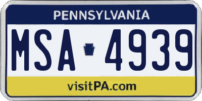 PA license plate MSA4939