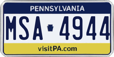 PA license plate MSA4944