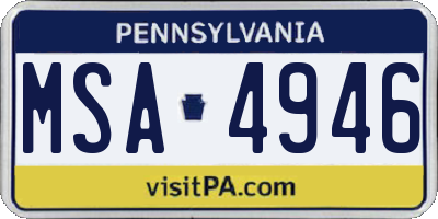 PA license plate MSA4946