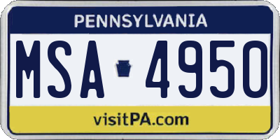 PA license plate MSA4950