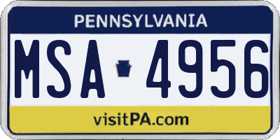 PA license plate MSA4956