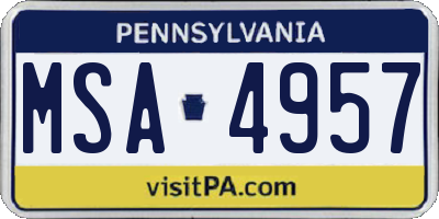 PA license plate MSA4957
