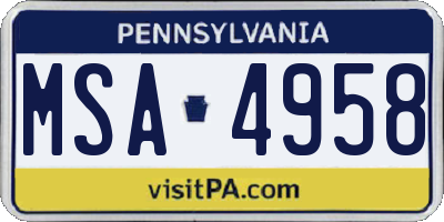 PA license plate MSA4958