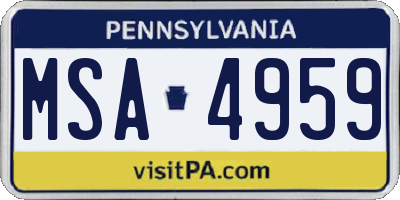 PA license plate MSA4959