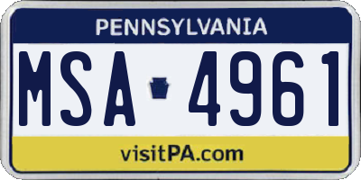 PA license plate MSA4961