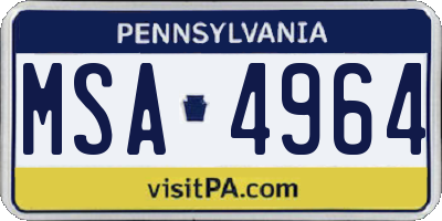 PA license plate MSA4964