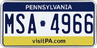 PA license plate MSA4966