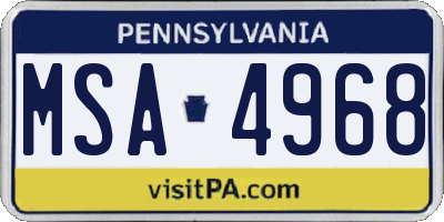 PA license plate MSA4968