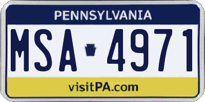 PA license plate MSA4971