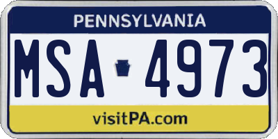 PA license plate MSA4973