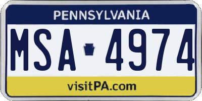 PA license plate MSA4974