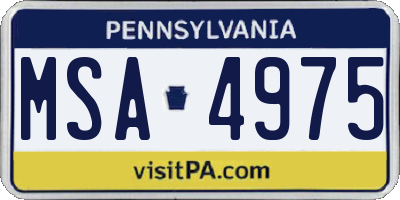 PA license plate MSA4975