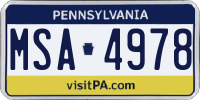 PA license plate MSA4978