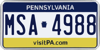 PA license plate MSA4988