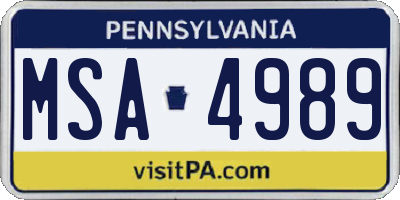 PA license plate MSA4989